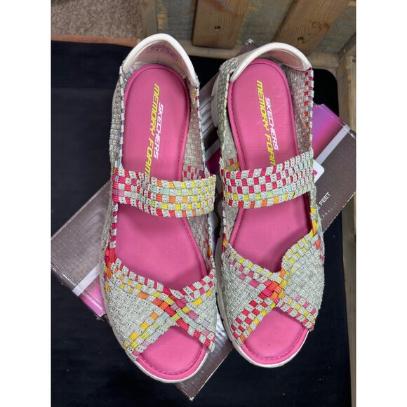 Skechers Womens Memory Foam Lightweight Woven Sandals Size 11 Multicolor Comfort - Picture 4 of 8